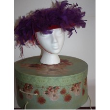 ELSIE MASSEY RED HAT SOCIETY Mujers Sz SmMed Straw Purple Feathers + Box  EUC  eb-71332681